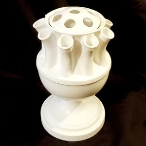 White Tulipiere Vase Made In Italy, Ht 12"